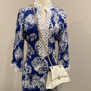 Aldo White Crossbody Bag with Gold Chain